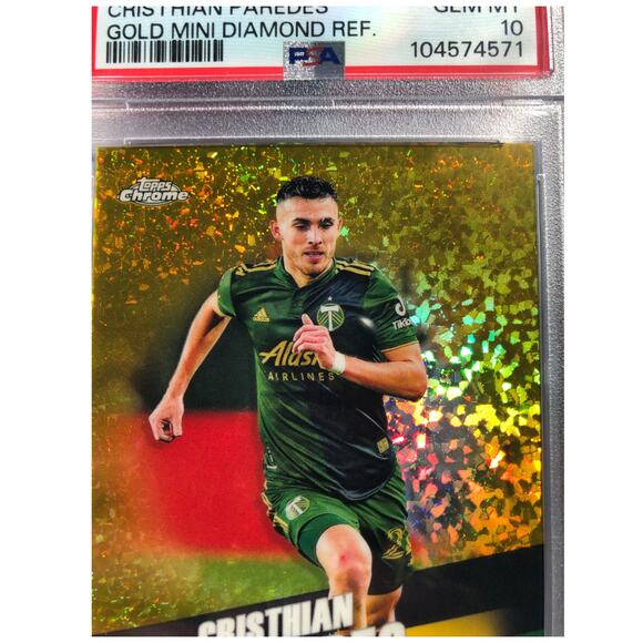 2022 Topps Chrome MLS Gold Mini-Diamond Refractor 97 Cristhian Paredes /50 PSA10 - Picture 4 of 8
